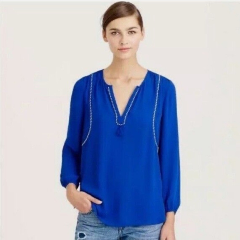 J. Crew - Tassel Trim Top in Royal Blue - Picture 2 of 7